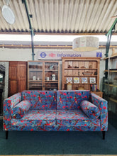 Load image into Gallery viewer, Large Velvet Sofa Upholstered In A Bird Of Paradise Velvet Fabric In Blue
