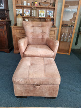 Load image into Gallery viewer, Leather Swivel Chair And Footstool
