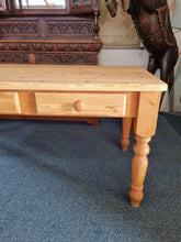 Load image into Gallery viewer, Vintage Farmhouse Scrub Top Pine Dining Table With Three Drawers - Charlotte Rose Interiors
