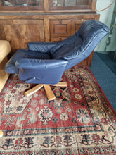 Load image into Gallery viewer, Leather Recliner Swivel Chair &amp; Foot Stool By Swedish Company Soderbergs
