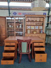 Load image into Gallery viewer, Oak Twin Pedestal Writing Desk
