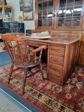 Load image into Gallery viewer, Oak Twin Pedestal Desk With Brown Leather Insert Early 20th Century
