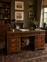 Load image into Gallery viewer, Oak Twin Pedestal Partners Desk Old Charm By Woods Brothers With Original Keys

