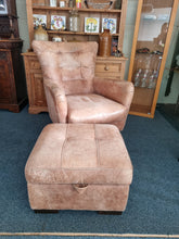 Load image into Gallery viewer, Leather Swivel Chair And Footstool
