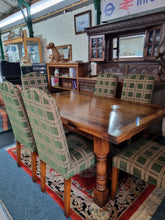 Load image into Gallery viewer, Oak Dining Table And Six Upholstered Dining Chairs
