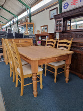 Load image into Gallery viewer, Vintage Pine Farmhouse Scrub Top Dining/Kitchen Table With A Drawer - Charlotte Rose Interiors
