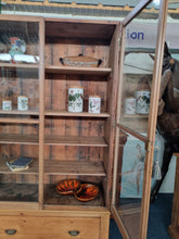 Load image into Gallery viewer, Vintage Glazed Stripped Pine Display Cabinet
