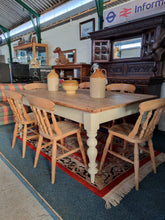 Load image into Gallery viewer, Victorian Antique Pine Kitchen Scrub Top Dining Table
