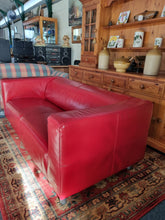 Load image into Gallery viewer, Red Leather Low Back Sofa
