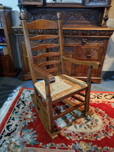 Load image into Gallery viewer, Solid Oak Rocking Chair With Rush Seat - Charlotte Rose Interiors
