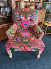 Load image into Gallery viewer, Armchair Upholstered With Decorative Hand Crewel Work
