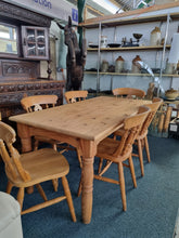 Load image into Gallery viewer, Pine Vintage Farmhouse Scrub Top Dining/Kitchen Table - Charlotte Rose Interiors
