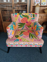 Load image into Gallery viewer, Armchair Upholstered With Decorative Hand Crewel Work Of Flowers
