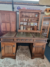 Load image into Gallery viewer, Oak Twin Pedestal Partners Desk Old Charm By Woods Brothers With Original Keys
