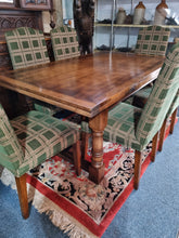 Load image into Gallery viewer, Oak Dining Table And Six Upholstered Dining Chairs
