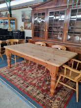 Load image into Gallery viewer, Pine Farmhouse Scrub Top Kitchen Dining Table &amp; Six Dining Chairs
