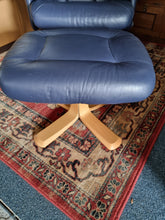 Load image into Gallery viewer, Leather Recliner Swivel Chair &amp; Foot Stool By Swedish Company Soderbergs

