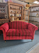 Load image into Gallery viewer, Two Seater Sofa Upholstered In A Deep Red Short Pile Velvet
