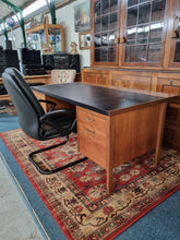 Load image into Gallery viewer, Twin Pedestal Desk &amp; Black Leather Chair
