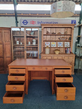 Load image into Gallery viewer, Oak Twin Pedestal Writing Desk
