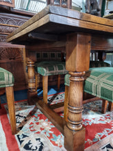 Load image into Gallery viewer, Oak Dining Table And Six Upholstered Dining Chairs
