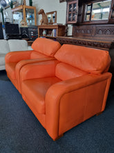 Load image into Gallery viewer, Pair Of Tangerine Leather Art Deco Style Leather Chairs - Charlotte Rose Interiors
