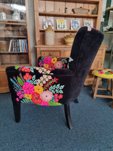 Load image into Gallery viewer, Upholstered Armchair With Decorative Hand Embroidery Crewel Work
