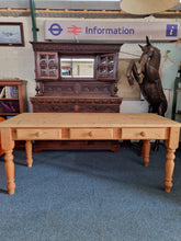Load image into Gallery viewer, Vintage Farmhouse Scrub Top Pine Dining Table With Three Drawers - Charlotte Rose Interiors

