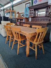 Load image into Gallery viewer, Pine Vintage Farmhouse Scrub Top Dining/Kitchen Table - Charlotte Rose Interiors
