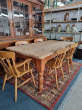 Load image into Gallery viewer, Pine Farmhouse Scrub Top Kitchen Dining Table &amp; Six Dining Chairs
