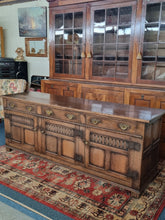 Load image into Gallery viewer, Carved Oak Dresser Base In The Style Of Titchmarsh And Goodwin
