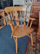 Load image into Gallery viewer, Pine Farmhouse Scrub Top Kitchen Dining Table &amp; Six Dining Chairs
