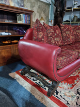 Load image into Gallery viewer, Antique Edwardian Red Leather And Upholstered Sofa

