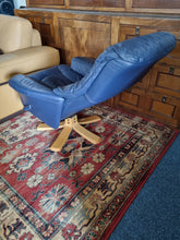 Load image into Gallery viewer, Leather Recliner Swivel Chair &amp; Foot Stool By Swedish Company Soderbergs
