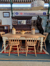Load image into Gallery viewer, Victorian Antique Pine Kitchen Scrub Top Dining Table

