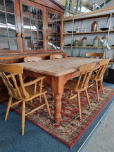 Load image into Gallery viewer, Pine Farmhouse Scrub Top Kitchen Dining Table &amp; Six Dining Chairs
