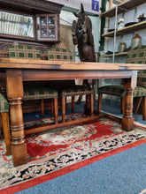 Load image into Gallery viewer, Oak Dining Table And Six Upholstered Dining Chairs

