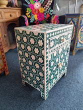 Load image into Gallery viewer, Green Bone Inlay Nightstand Bedside Cabinet
