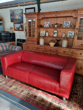 Load image into Gallery viewer, Red Leather Low Back Sofa
