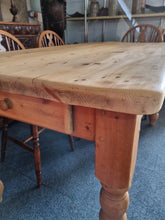 Load image into Gallery viewer, Vintage Farmhouse Scrub Top Pine Dining Table With A Drawer At Each End - Charlotte Rose Interiors
