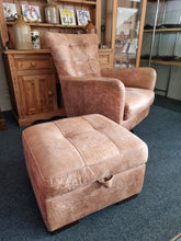 Load image into Gallery viewer, Leather Swivel Chair And Footstool
