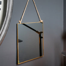 Load image into Gallery viewer, Gold Edged Square Hanging Wall Mirror
