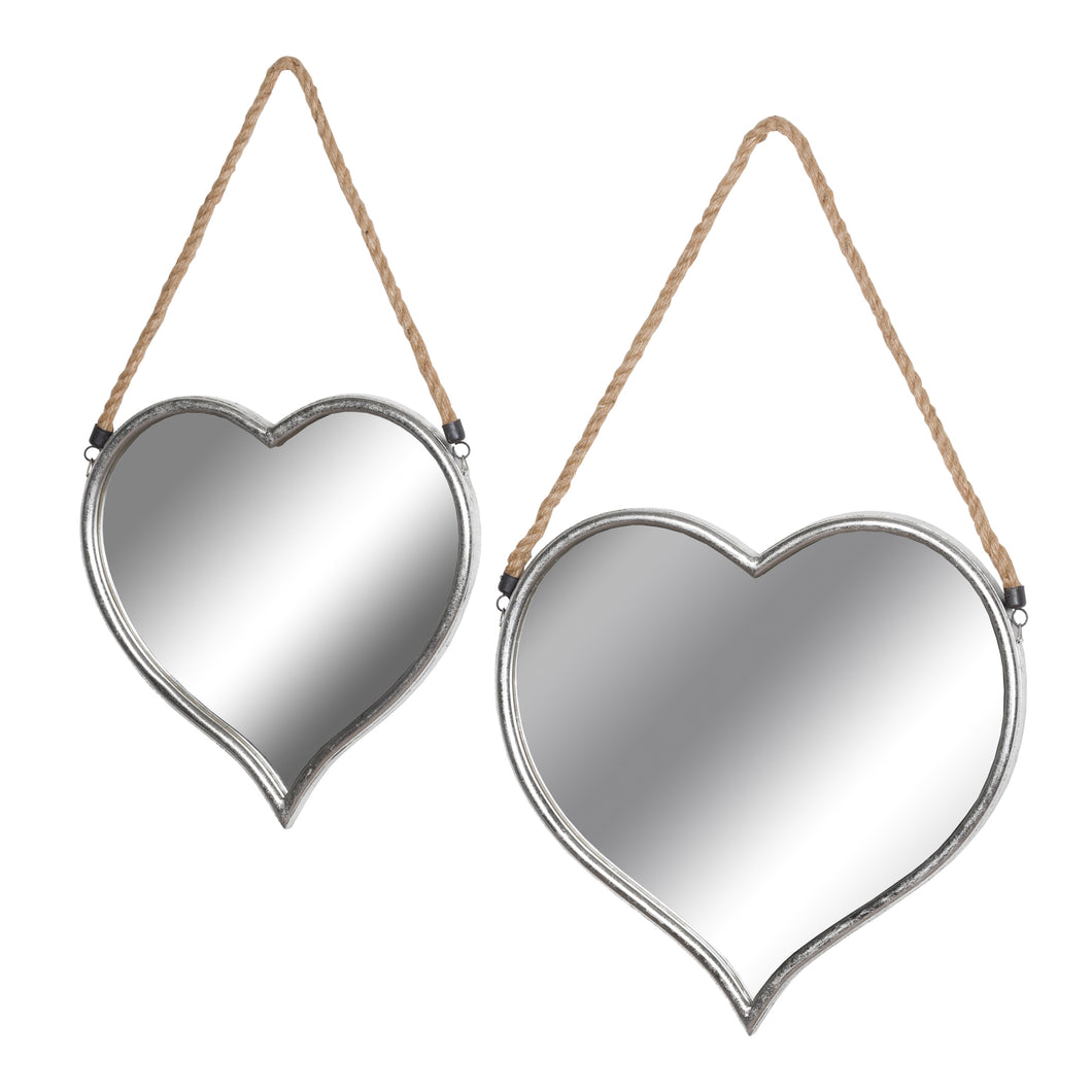 Set Of Two HeartMirrors With Rope Detail