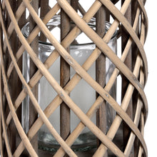 Load image into Gallery viewer, Large Wicker Lantern with Glass Hurricane
