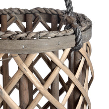 Load image into Gallery viewer, Large Wicker Lantern with Glass Hurricane
