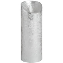 Load image into Gallery viewer, Luxe Collection 3 x 8 Silver Flickering Flame LED Wax Candle
