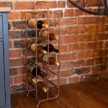 Load image into Gallery viewer, Industrial Inspired Copper Finished 12 Bottle Wine Holder

