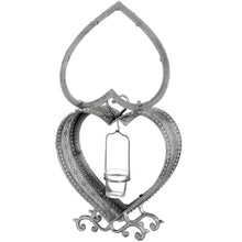 Load image into Gallery viewer, Free Standing Heart Tealight Lantern in Antique Silver
