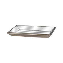Load image into Gallery viewer, Astor Distressed Mirrored Tray With Wooden Detailing
