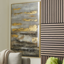 Load image into Gallery viewer, Large Abstract Grey And Gold Glass Image With Gold Frame
